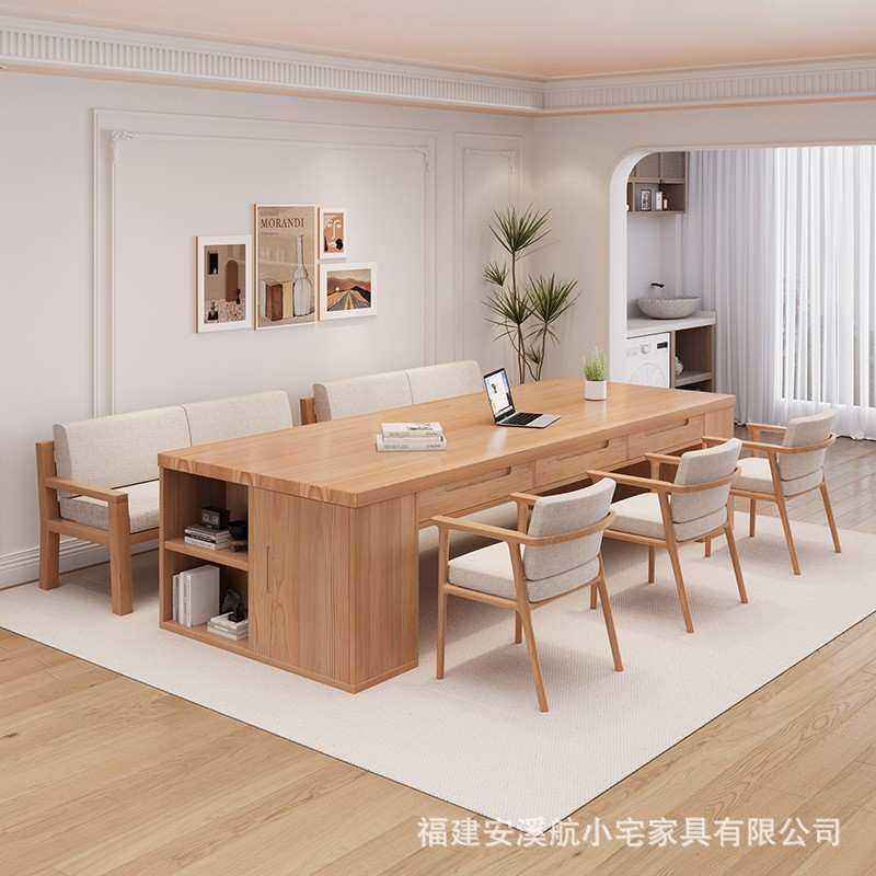 北欧客厅实木大书桌家用学生书桌办公桌带抽屉长条桌学习桌工作台