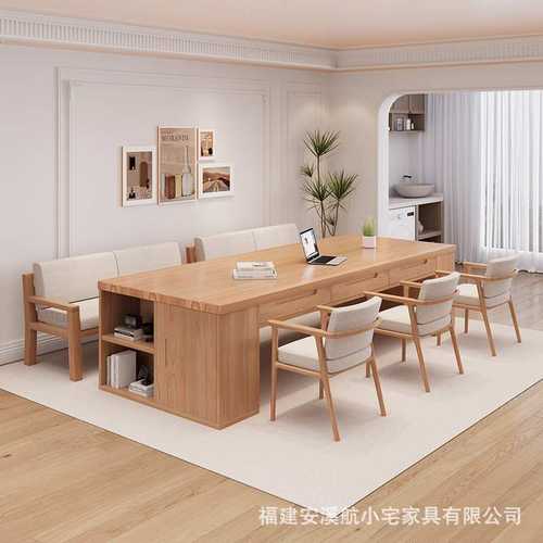 北欧客厅实木大书桌家用学生书桌办公桌带抽屉长条桌学习桌工作台