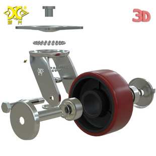 重型脚轮 新兴脚轮 红万向轮 聚氨酯 仓储笼物流车轮 5寸铸铁PU