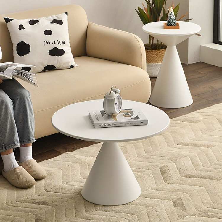 茶几客厅家用小户型轻奢现代简约网红圆形沙发边几极简黑色小桌子