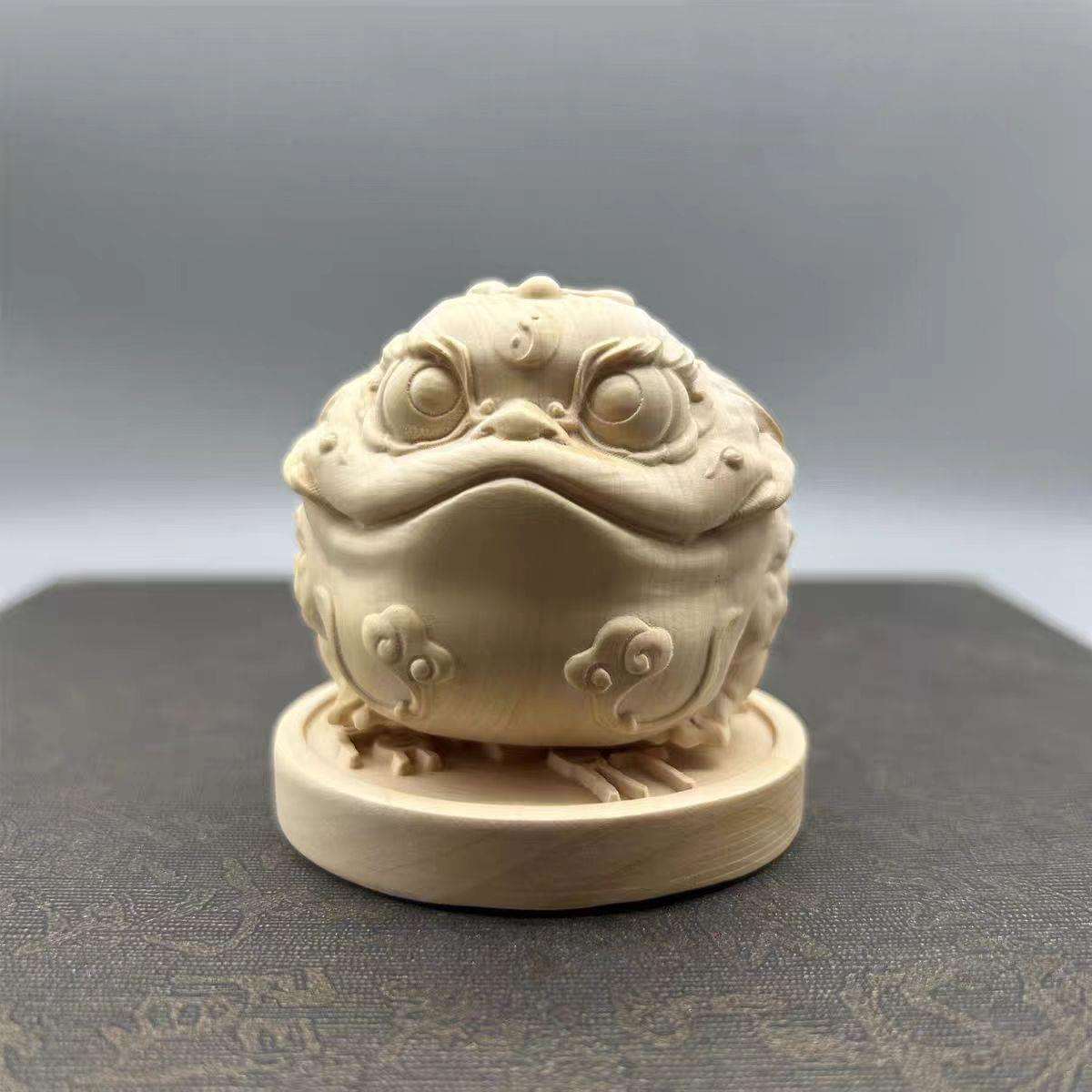黄杨木雕太极金蟾摆件招财风水吉祥物家居店铺柜台装饰聚财小蟾蜍