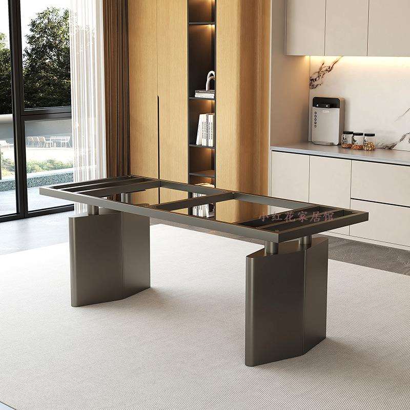 意式餐桌腿支架极简大理石餐台脚奢石茶桌支撑底座不锈钢桌脚台架