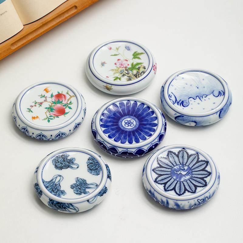蜀门青花陶瓷杯垫装饰桌面客厅杯垫盖置茶托隔热垫茶道配件茶道,电子元器件市场,其它元器件,淘宝优惠券,粉丝福利购,淘宝优惠卷