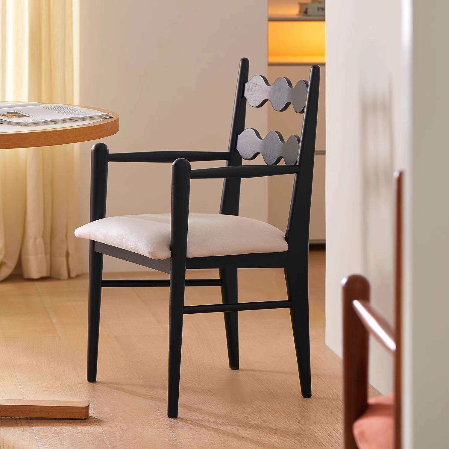 黑色意式极简餐椅梳妆吧岛台潘通椅子法式轻奢高级化妆凳子餐