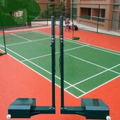 钢结构带羽毛球柱轮羽毛球网架子轱辘可移动室内羽毛球场式 户外馆