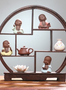 家居客厅小和尚工艺品中式桌面禅意酒G柜装饰品办公室玄关隔断摆
