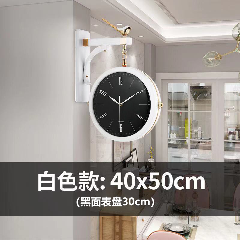 静音双面钟表挂钟l石英钟客厅简约时钟时尚家用个性创意现代两面