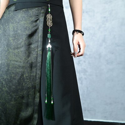 古怪舍山风逐玉新中式流苏禁步腰佩挂K饰山鬼花钱吊坠压襟配