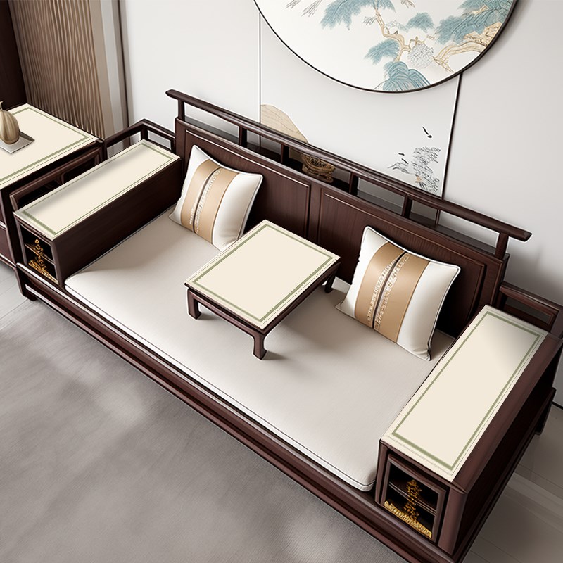 新中式实木沙发侧边m扶手垫两边一对桌垫罗汉床桌小茶几垫保护垫