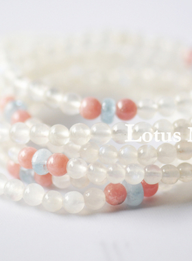 温柔月光c.海蓝宝红纹石小小系列手链月光石