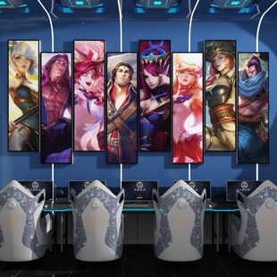 英雄联盟吧贴纸创意墙面装 饰摆件房间布置电竞挂画酒店网背景板