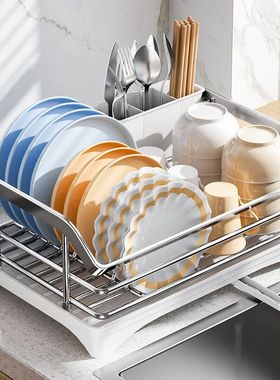 不锈钢沥水篮碗架单层碗碟收纳架304厨房置物架放碗盘Z碗筷沥水架
