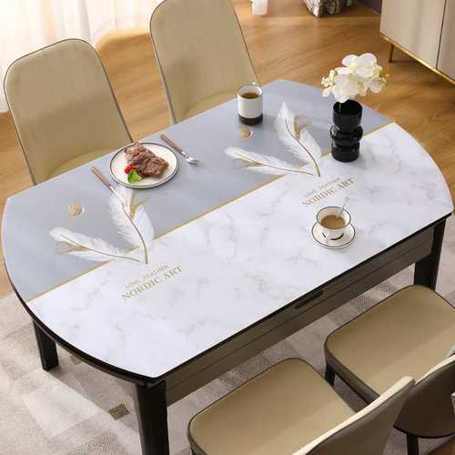 桌布免洗防水防油桌面垫椭圆形茶几垫pvc防烫轻奢感餐桌垫