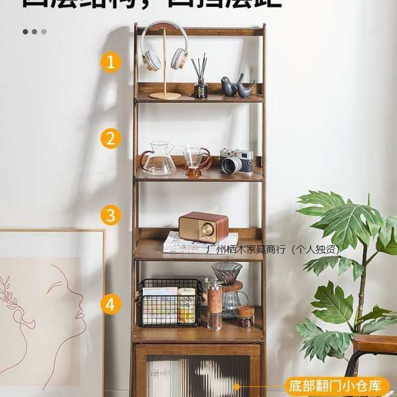 书架落地置物架家用书柜靠墙柜子收纳柜客厅办公桌杂志架实木简易