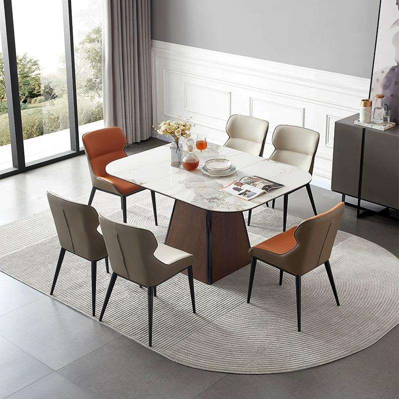 实木正方形岩板餐桌家用可伸缩多功能小户型简约折叠带储物柜饭桌