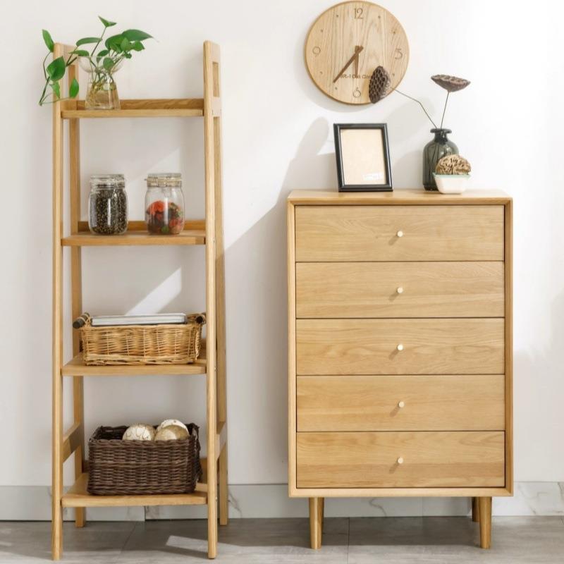 云端五斗柜实木简约原木风抽屉柜子客厅家用靠墙储物柜卧室收纳柜
