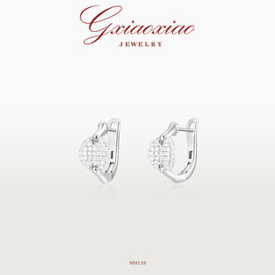 G XIAOXIAO 新年礼物 轻奢高级感通勤百搭满镶圆形耳环 NH129