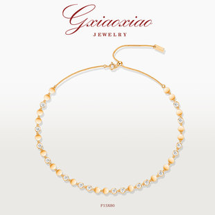 XIAOXIAO F15X80 镀K金 高级圆形泡泡项链 F15X79 气质时尚