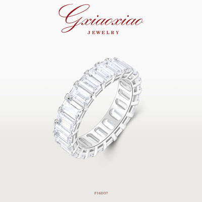 GXIAOXIAO 镀k金 轻奢气质优雅高级感方形满镶戒指 F16D37