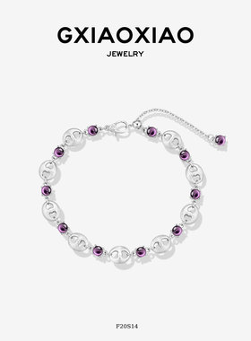 G XIAOXIAO 气质高级时尚百搭拉丝猪鼻子紫色手链 F20S14