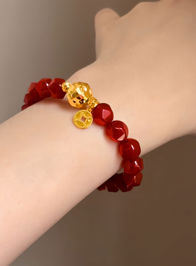 G XIAOXIAO 气质高级感本命年红运天然红玛瑙手串F17S37