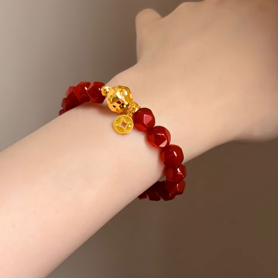 G XIAOXIAO 气质高级感本命年红运天然红玛瑙手串F17S37