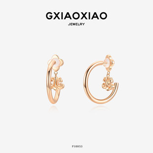 F18H52 镀K金 高级百搭C圈鸢尾花耳环 气质时尚 F18H53 925银针