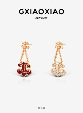 G XIAOXIAO耳饰 【绯影鸢尾】气质红色鸢尾花耳环耳钉 NH289