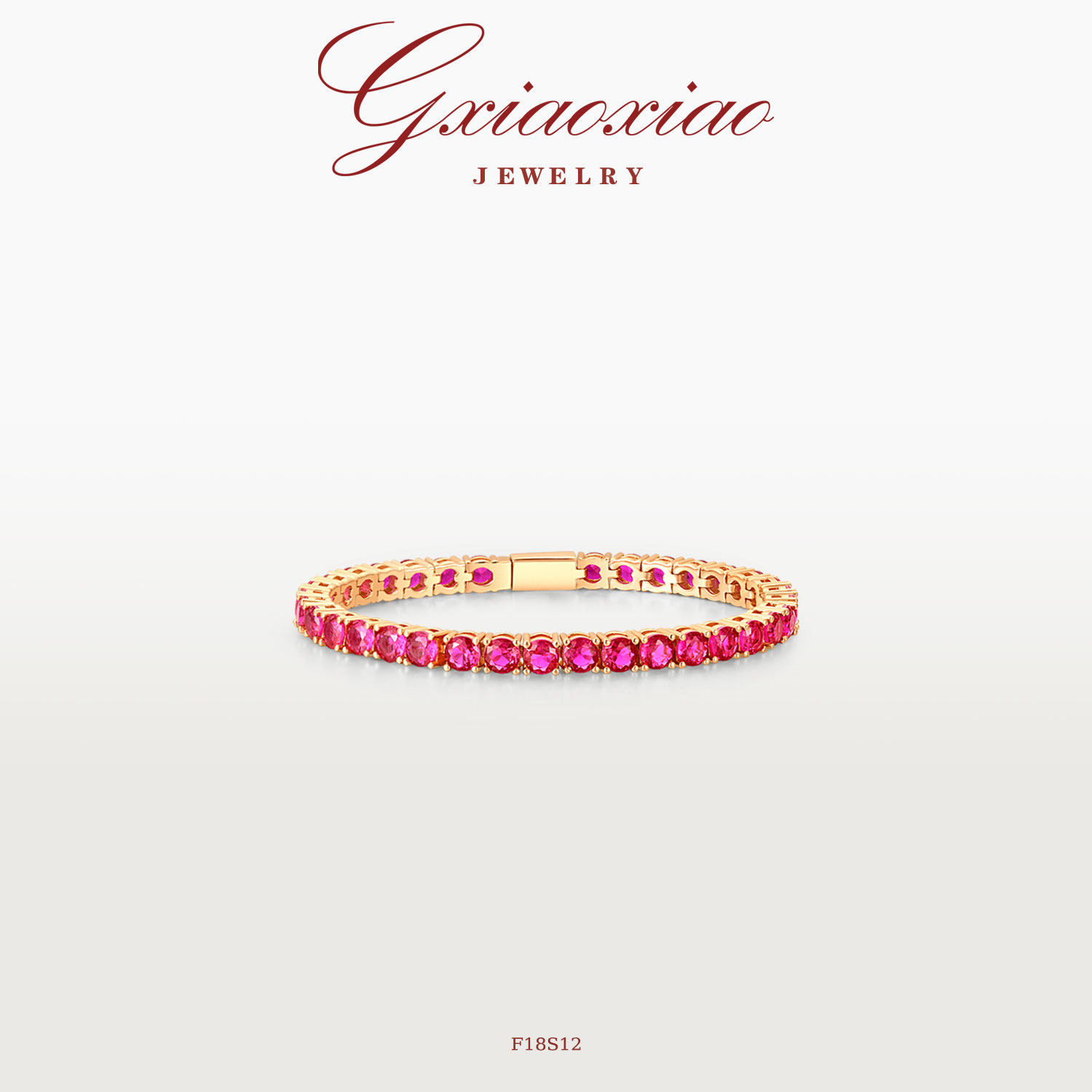 G XIAOXIAO 气质高级小众百搭网球链满镶红色手链 F18S12新年礼物,饰品/流行首饰/时尚饰品新,手链,淘宝优惠券,粉丝福利购,淘宝优惠卷