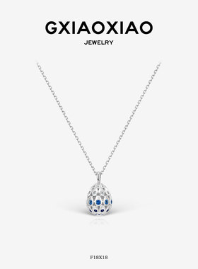 G XIAOXIAO 【渐变蓝彩蛋】法式气质小众精致百搭蛋形项链 F18X18