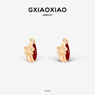 G XIAOXIAO 【夜绯鸢尾】法式高级百搭鸢尾花耳环新年礼物NH292