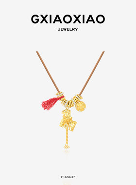 G XIAOXIAO 新中式气质时尚百搭本命年铜币小马项链 F16X637