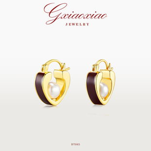 法式 镀K金 气质时尚 个性 B7H45 小众百搭爱心耳环 XIAOXIAO