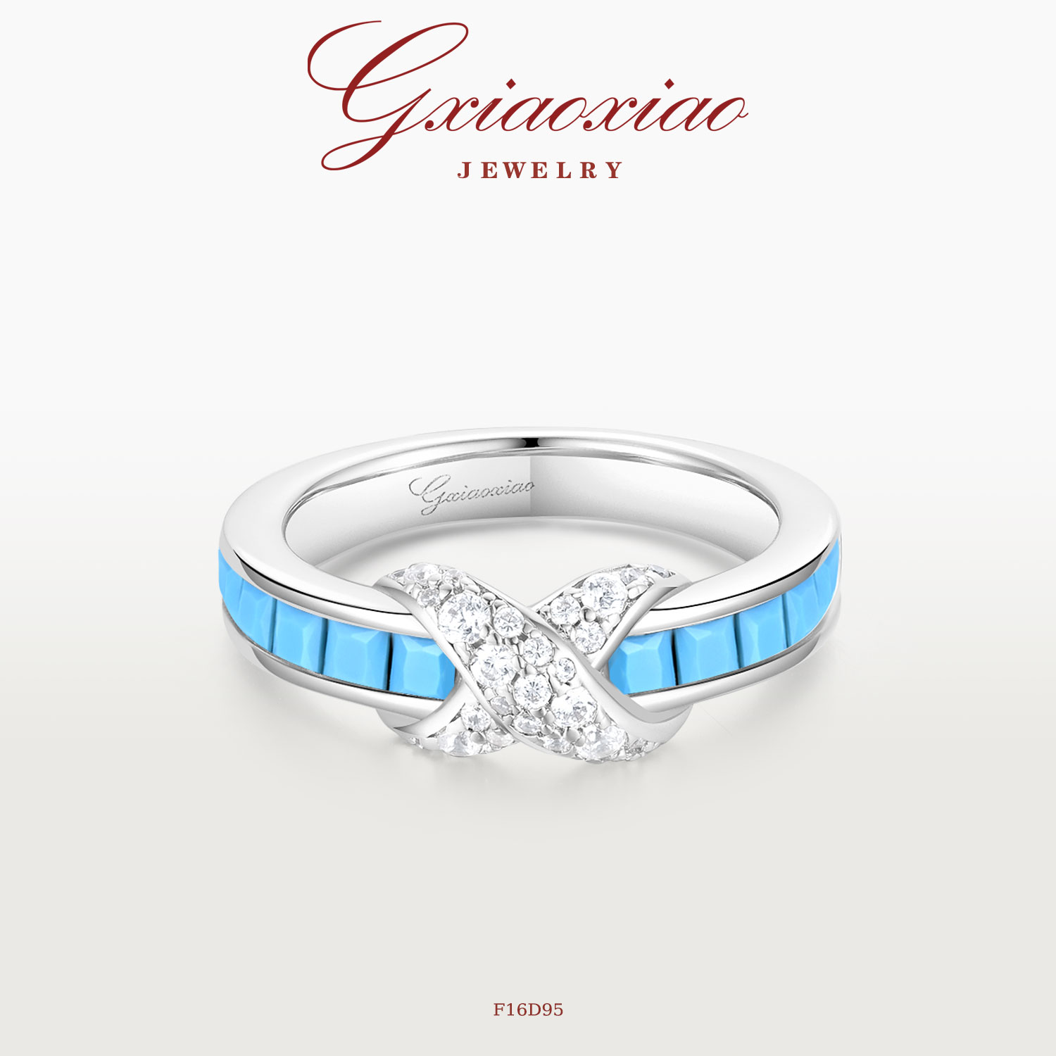 GXIAOXIAO百搭缠绕蓝色戒指