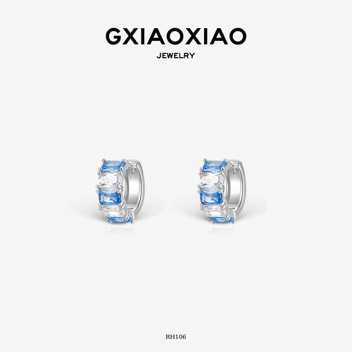 G XIAOXIAO高小小 时尚轻奢高级百搭蓝白间色冰糖耳环 RH106
