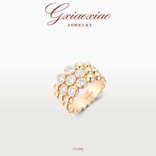 XIAOXIAO 泡泡三层百搭戒指 镀K金 轻奢气质时尚 F15D98 法式