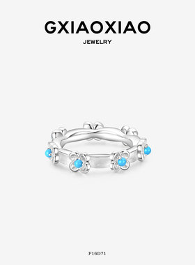 G XIAOXIAO 夏日显白小蓝花气质高级感戒指F16D71生日礼物送女生