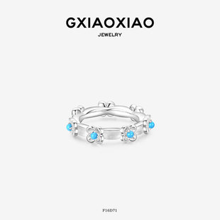 夏日显白小蓝花气质高级感戒指F16D71生日礼物送女生 XIAOXIAO