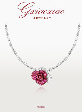 G XIAOXIAO 镀K金【黑魔术红玫瑰】轻奢气质甜美玫瑰项链 F16X224