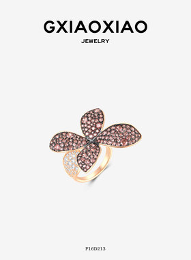 G XIAOXIAO 高级感轻奢气质百搭双色花朵新年礼物戒指 F16D213
