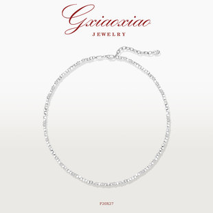 XIAOXIAO F20X27 镀K金 气质高级百搭闪耀方块项链 F20X29 法式