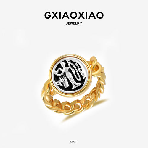 gxiaoxiao镀k金个性百搭古币戒指