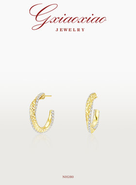 G XIAOXIAO 法式气质小众高级百搭拼色C形耳环 NH280