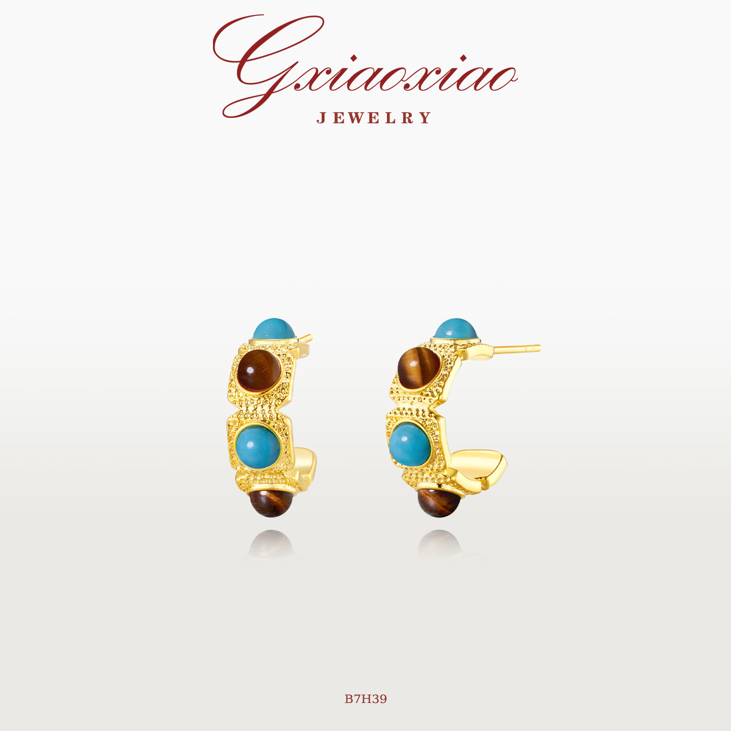 G XIAOXIAO 镀K金 气质复古高级感百搭C圈耳环 B7H39