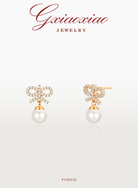 G XIAOXIAO 镀K金 气质轻奢高级百搭蝴蝶结耳环 F15H132