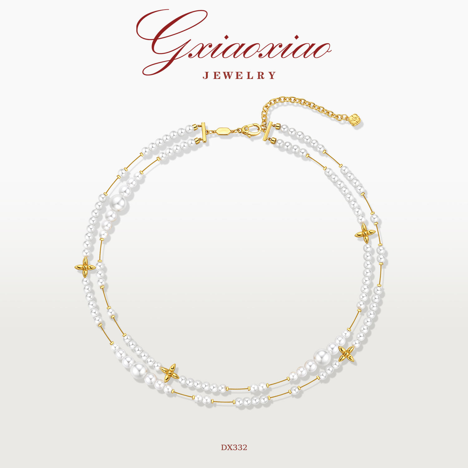 G XIAOXIAO 镀K金【满天星】韦雪同款四叶花优雅百搭项链 DX332