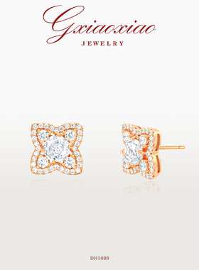 G XIAOXIAO 镀K金【幻花星簇】时尚气质通勤四叶花耳环 DH1088