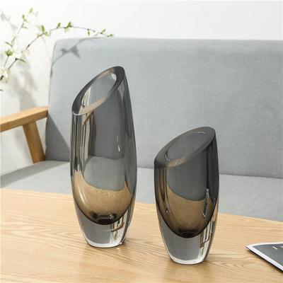 现代简约创意切口玻璃花瓶摆件玄关电视柜民宿客厅样板房软装饰品