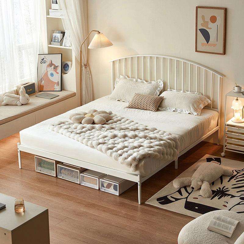 铁艺床公主风奶油风铁艺床家用小户型1.8m双人床现代简约1.2米