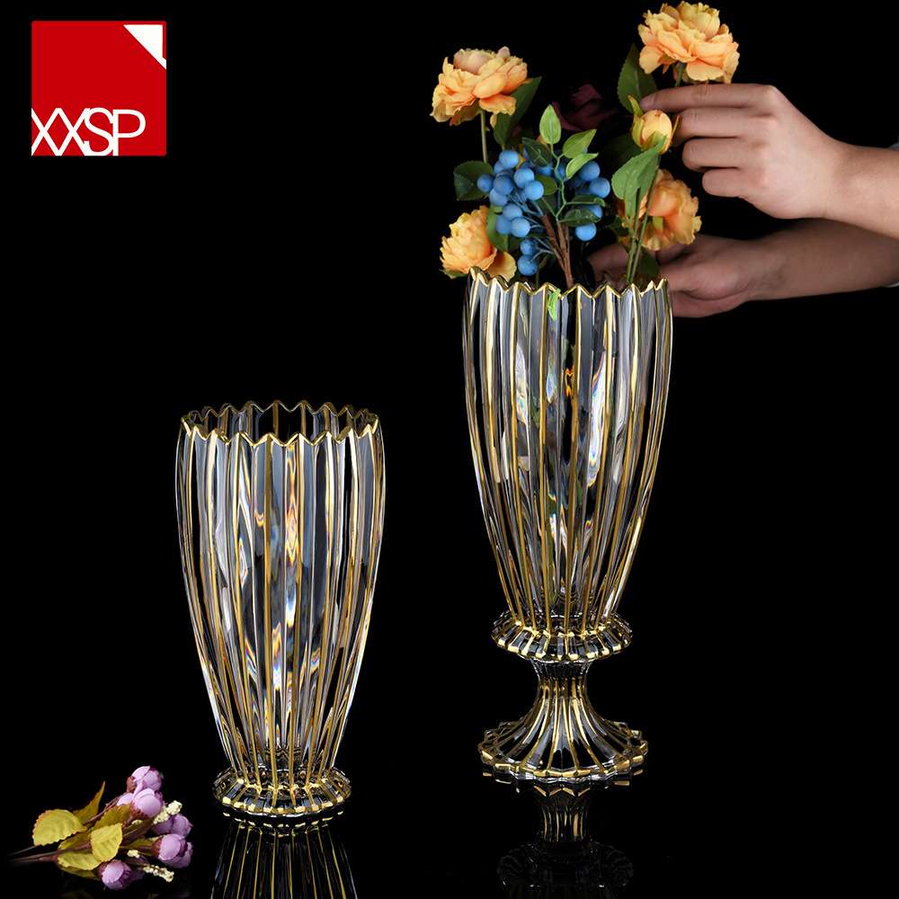 XXSP 欧式大号透明玻璃花瓶现货客厅家用落地花瓶水培插花器